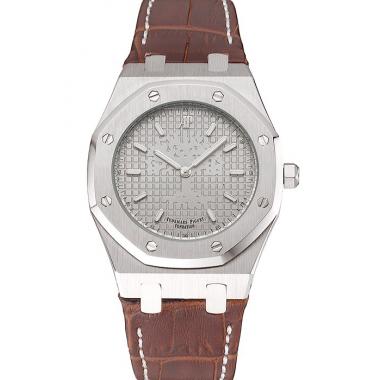 Audemars Piguet Royal Oak Fondation Gray Dial Stainless Steel Case Brown Leather Strap Replica