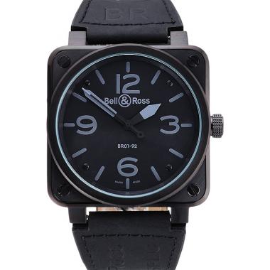 Bell and Ross BR 01-92 Black Dial Black Case Black Leather Strap