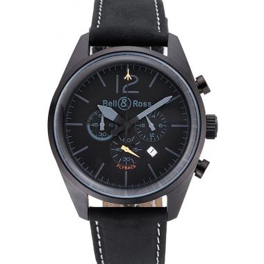 Bell and Ross BR126 Flyback Black Dial Black Case Black Suede Leather Strap Replica