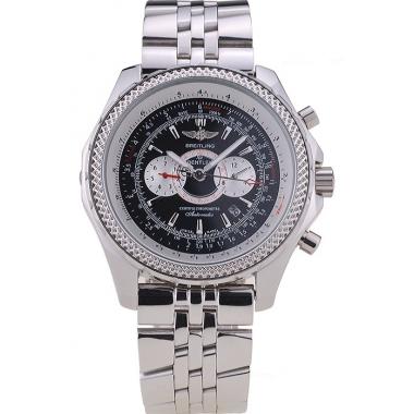 Cheap Breitling Bentley Chronograph Black Dial Stainless Steel Strap 98192