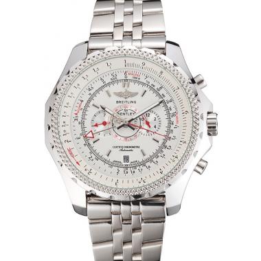 Breitling Bentley Chronograph White Dial Stainless Steel Strap