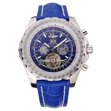 Breitling Bentley Mulliner Tourbillon Blue Dial Stainless Steel Case Blue Leather Strap  622726 Replica