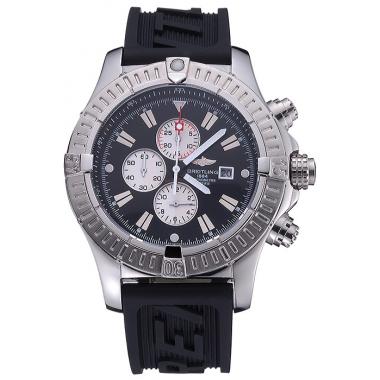 Breitling Chronomat Evolution Black Dial Black Rubber Bracelet  622516