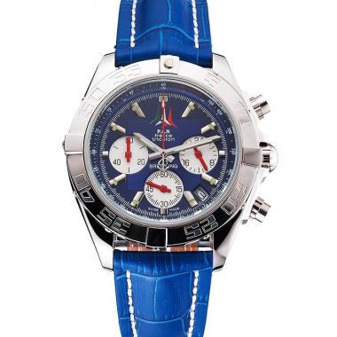 Breitling Chronomat Frecce Tricolori Blue Dial Stainless Steel Case Blue Leather Strap