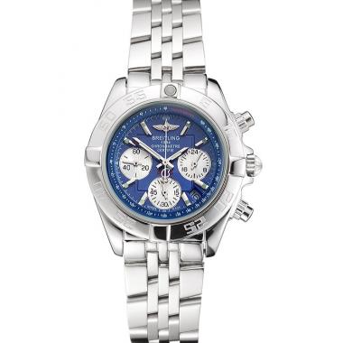 Breitling Chronomat Quartz Blue Dial Stainless Steel Case And Bracelet Replica