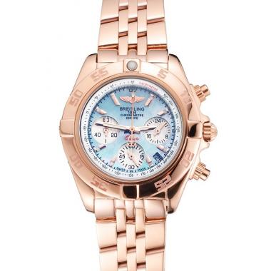 Breitling Chronomat Quartz Light Blue Dial Rose Gold Case And Bracelet Replica