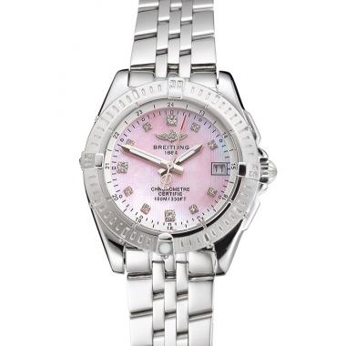 Breitling Colt Lady Pink Dial Diamond Hour Marks Stainless Steel Case And Bracelet