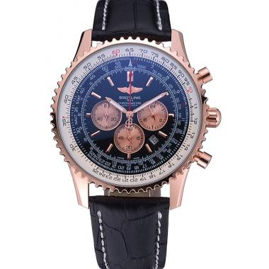 Breitling Navitimer 01 Black Dial Rose Gold Case Black Leather Bracelet  622503