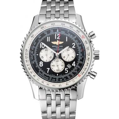 Breitling Navitimer Black Dial White Subdials Stainless Steel Case And Bracelet