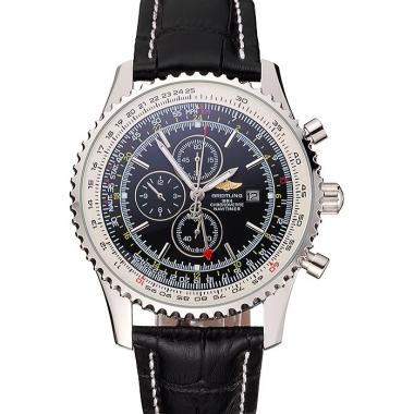 Breitling Navitimer World Black Dial Black Leather Bracelet  622513