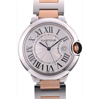 Cartier Ballon Bleu 38mm White Dial Stainless Steel Case Two Tone Rose Gold Bracelet Replica