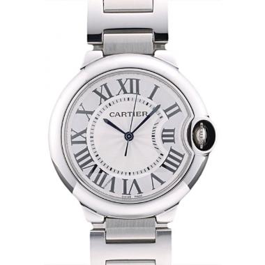 Cartier Ballon Bleu 38mm White Dial Stainless Steel Case Two Tone Silver Bracelet