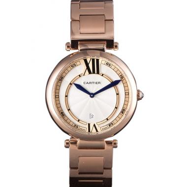 Cartier Ballon Bleu Rose Gold Stainelss Steel Strap White Dial  621453