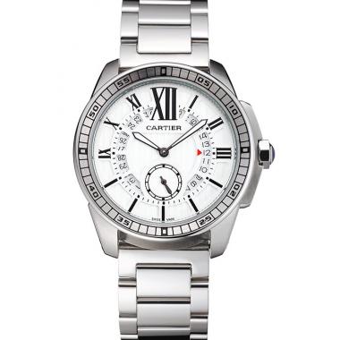 Cheap Cartier Calibre De Cartier Small Seconds White Dial Stainless Steel Case And Bracelet