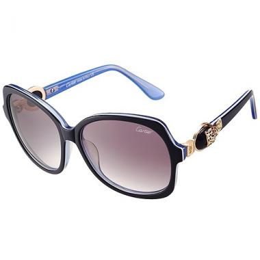 Cheap Cartier Double C Decor Black And Blue Sunglasses  308252