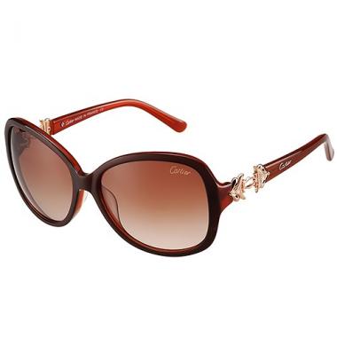 Cartier Golden Finish Logo Detail Brown Frame Sunglasses 308270