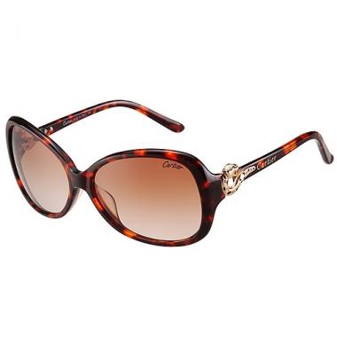 Cartier Golden Finish Panthere Detail Light Tortoiseshell Frame Sunglasses 308267 Replica