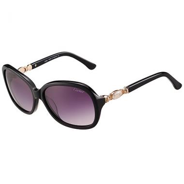 Cartier Golden Logo Detail Black Frame Sunglasses 308274