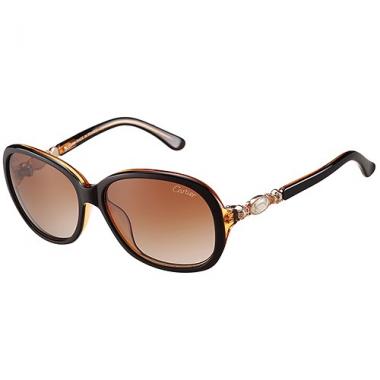 Cartier Golden Logo Detail Brown Frame Sunglasses 308276