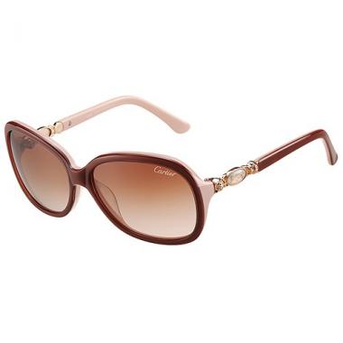 Cartier Golden Logo Detail Dark Red And Beige Frame Sunglasses 308275