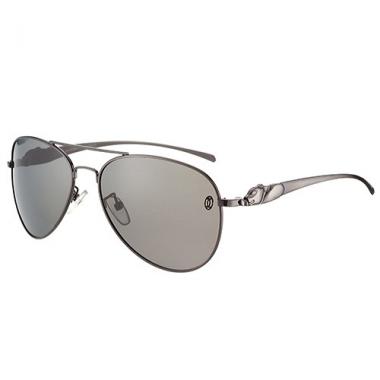 Cartier Panthere Aviator Chrome Frame Grey Lenses Sunglasses 308184