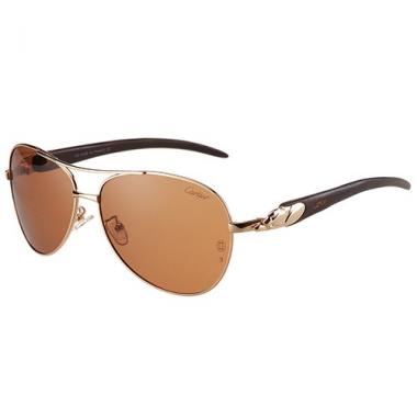 Cartier Panthere Detail Gold Frame Brown Lenses Sunglasses 308131