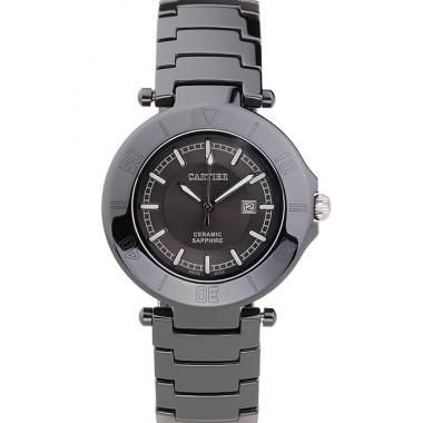 Cartier Pasha 34mm Black Dial Black Ceramic Case Rubber Bracelet