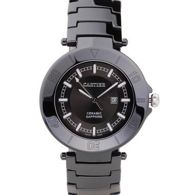 Cartier Pasha 43mm Black Dial Black Ceramic Case Rubber Bracelet