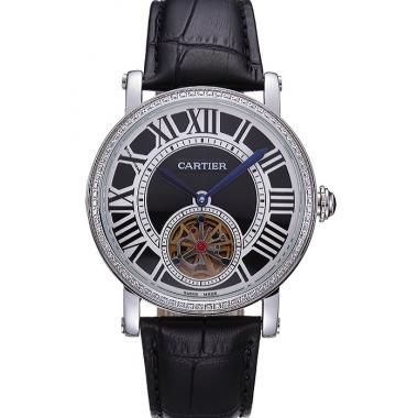 Cartier Rotonde Flying Tourbillon Diamonds Black Dial 621953