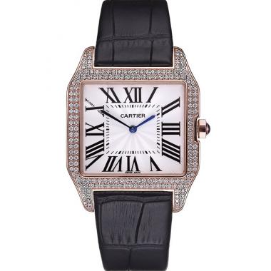 Cartier Santos 100 Diamond Rose Gold Bezel 621925