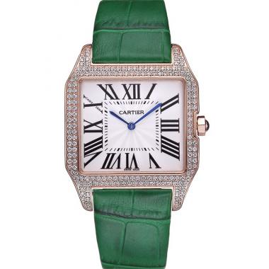 Replica Cartier Santos 100 Diamond Rose Gold Bezel 621930