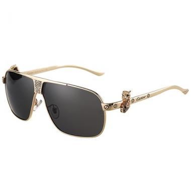 Cheap Cartier Screw And Panthere Decor Gold Frames Black Lenses Sunglasses  308135