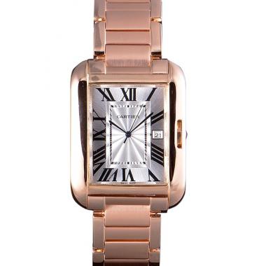 Cartier Tank Anglaise 36mm White Dial Rose Gold Case And Bracelet