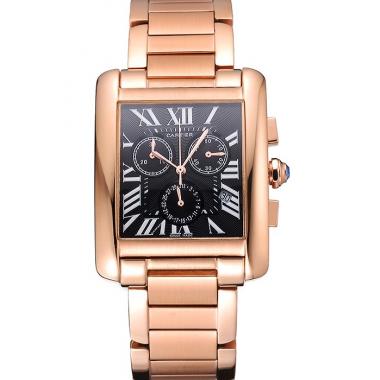 Cartier Tank MC Black Dial Rose Gold Case And Bracelet  622703 Replica