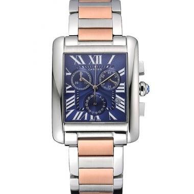 Cartier Tank MC Blue Dial Stainless Steel Case Two Tone Bracelet  622700