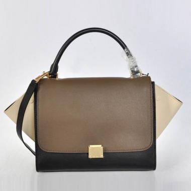 Cheap Celine  3342 2way Cow Leather Khaki Handbag