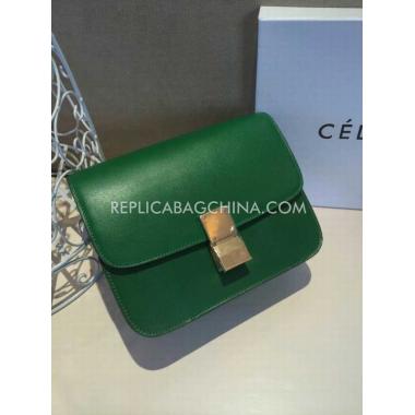 Celine Box Shoulder Bag Calfskin Green