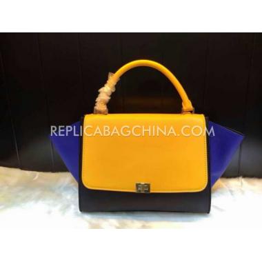 Celine Handbag Calfskin Yellow