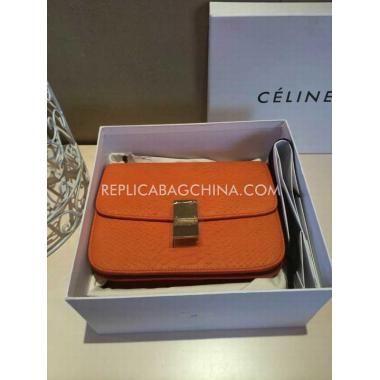 Celine Handbag Shoulder Bag Calfskin Orange