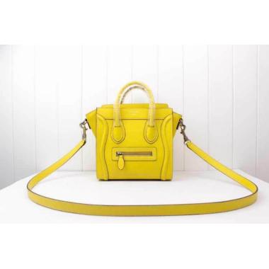 Celine Handbag Cross Body Bag Calfskin Yellow HM06292