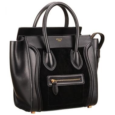 Replica Celine Micro Luggage Black Leather/Suede Leather