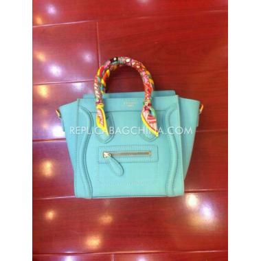 Celine Nano Calfskin Green Handbag Replica