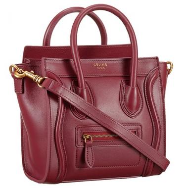 Celine Nano Luggage Dark Red