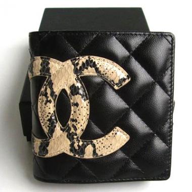 Chanel Wallet 087 Black Snake Leather Ladies Wallet