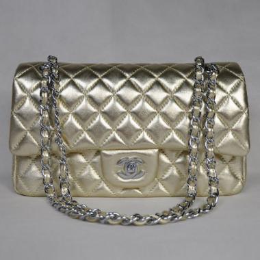 Replica Chanel  Flap bags 1112 Gold Lambskin Small Bag