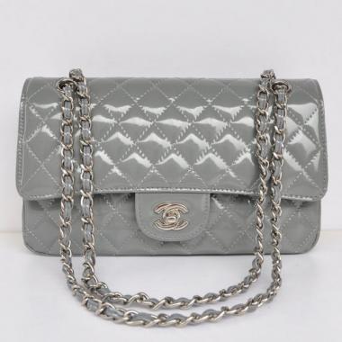 Chanel  Flap bags 1112 Grey Enamel Cross Body Bag Replica