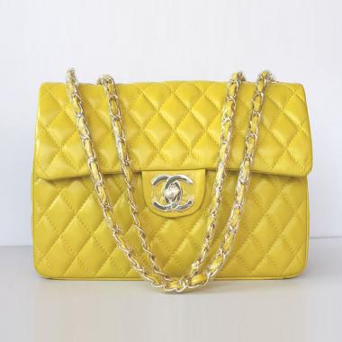 Chanel  Flap bags 1114 Yellow Lambskin Medium Bag