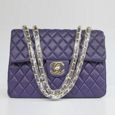 Quality Chanel  Flap bags 1114 Purple Lambskin Ladies Bag