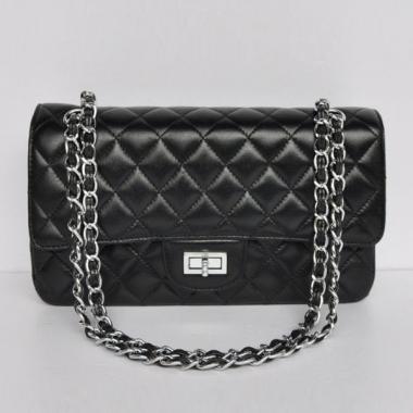 Chanel 2.55 Reissue Flap 2112 Black Lambskin Cross Body Bag Replica