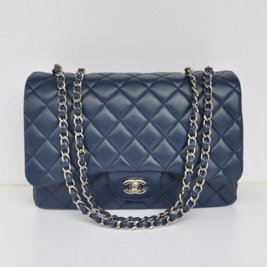 Replica Quality Chanel  Flap bags 28600 Blue Lambskin Cross Body Bag